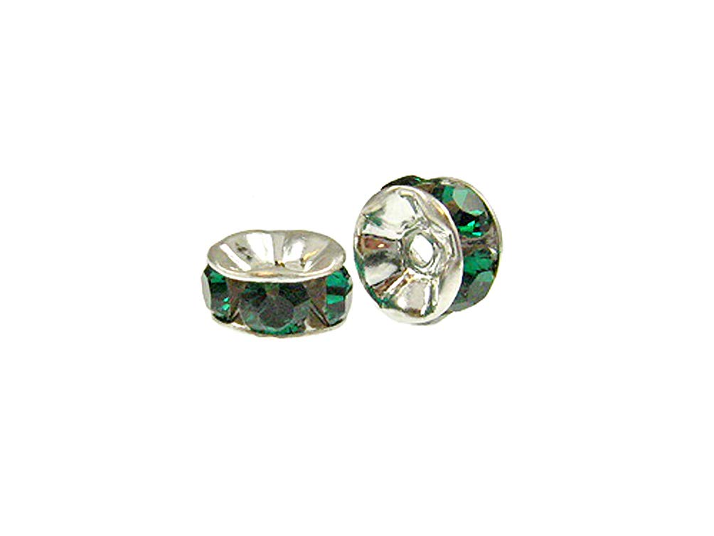Wholesale Genuine Swarovski Rhinestone Rondelles - Silver Plated - 5mm Emerald - Choose Package Size - BeadPrism