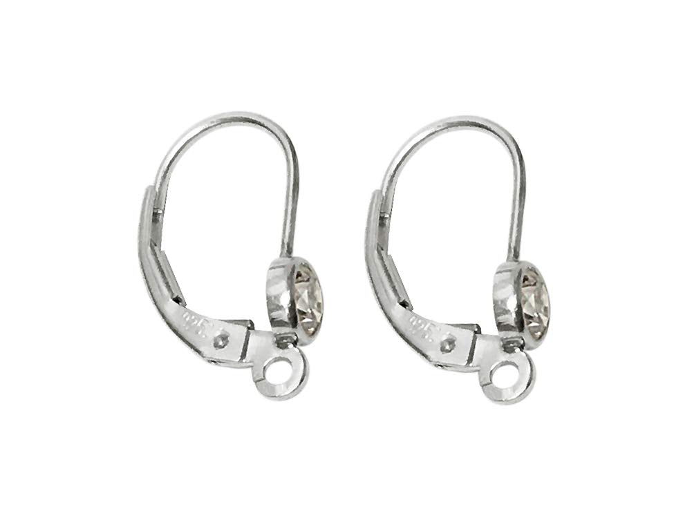Wholesale Sterling Silver Leverback with 4mm Cubic Zirconia Bezel, Choose Package Size - BeadPrism