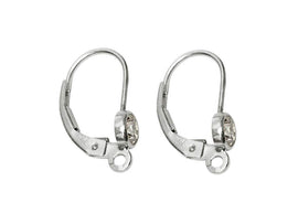 Wholesale Sterling Silver Leverback with 4mm Cubic Zirconia Bezel, Choose Package Size - BeadPrism