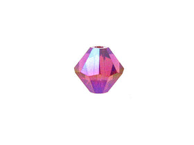 Swarovski Crystal, #5328 Bicone Beads 4mm, Fuchsia AB 2X, Wholesale Packs - BeadPrism