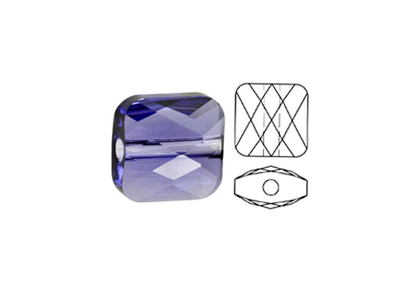 Swarovski 5053 Mini Square Beads, 6mm, Tanzanite | 24 Pack - BeadPrism