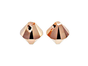 Swarovski Crystal, #6328 Top Drilled Bicone Beads 6mm, Crystal Rose Gold 2X, Wholesale Packs - BeadPrism