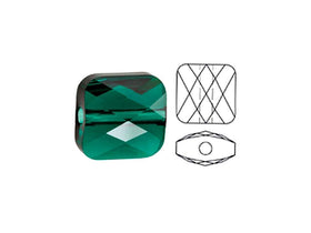 Swarovski 5053 Mini Square Beads, 6mm, Emerald | 24 Pack - BeadPrism