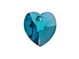 Swarovski Crystal, #6228 Heart Shape Pendant 14mm, Blue Zircon, Wholesale Packs - BeadPrism