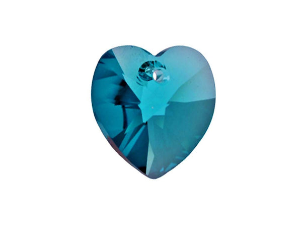 Swarovski Crystal, #6228 Heart Shape Pendant 14mm, Blue Zircon, Wholesale Packs - BeadPrism