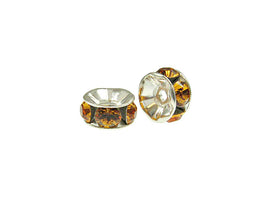 Wholesale Genuine Swarovski Rhinestone Rondelles - Silver Plated - 6mm Topaz - Choose Package Size - BeadPrism
