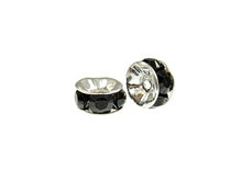 Load image into Gallery viewer, Wholesale Genuine Swarovski Rhinestone Rondelles - Silver Plated - 5mm JET - Choose Package Size - BeadPrism