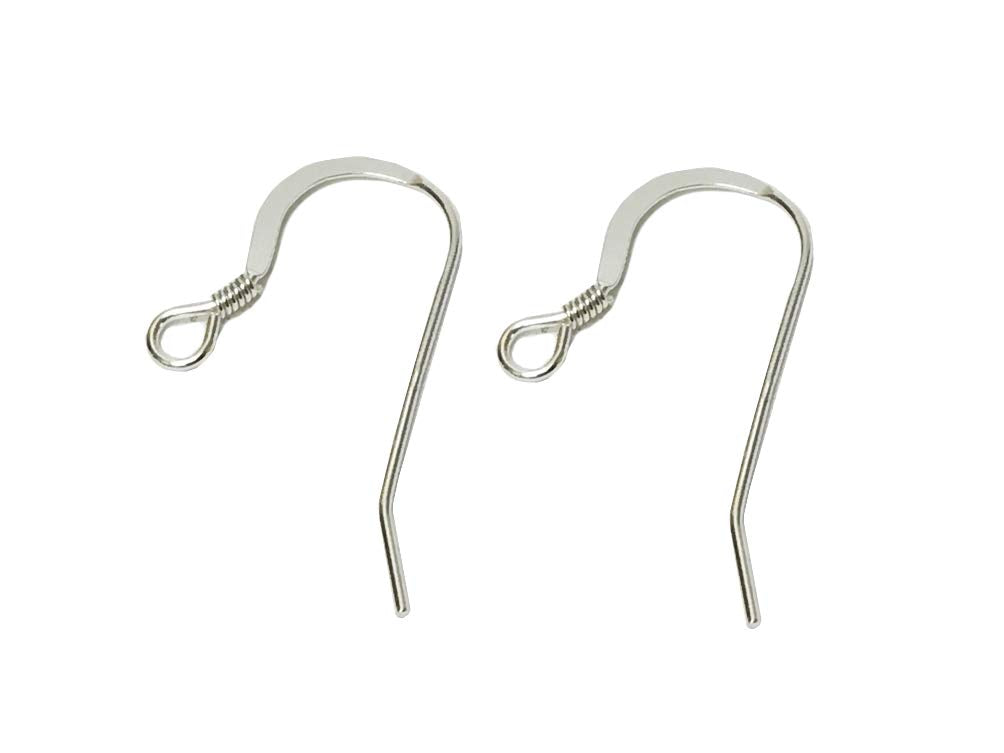 Wholesale Sterling Silver French Hook Earwire Flat with coil, 16mm, Choose  Package Size