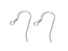 Wholesale Sterling Silver French Hook Earwire Flat with coil, 16mm, Choose Package Size - BeadPrism