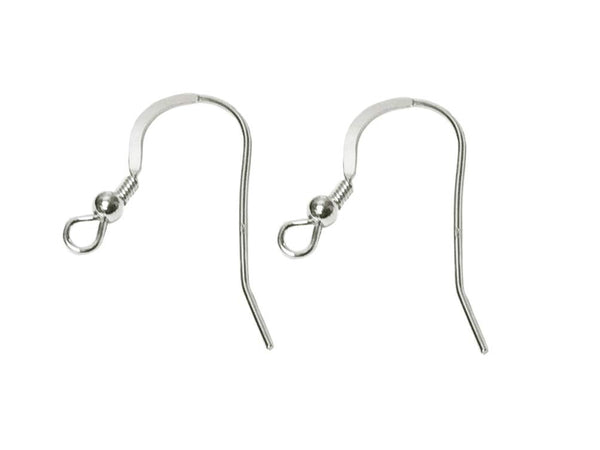 Sterling Silver 22 GA French Hook Earwire With Coil and 2.5mm Ball Accent, Choose Package Size - BeadPrism