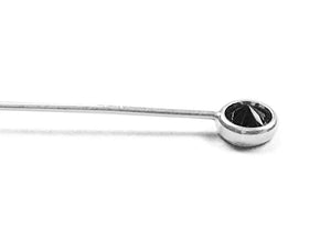 Sterling Silver .925 Headpin with Black CZ, 1.5 Inch, 24 Gauge, Choose Package Size - BeadPrism