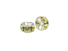 Wholesale Genuine Swarovski Rhinestone Rondelles - Silver Plated - 8mm Jonquil - Choose Package Size - BeadPrism