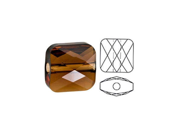 Swarovski 5053 Mini Square Beads, 6mm, Smoked Topaz | 24 Pack - BeadPrism