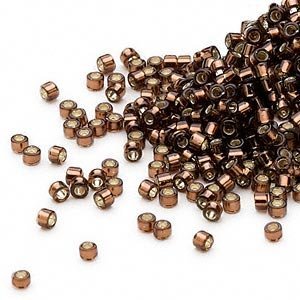 Pack of 50 gram SILVER LINED BROWN  Miyuki Delicas 11/0 Seed Beads Wholesale - BeadPrism