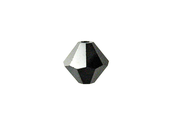 Swarovski Crystal, #5328 Bicone Beads 8mm, JET Hematite, Wholesale Packs - BeadPrism