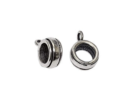 2 pcs Sterling Silver Band Design Bail 6mm Large Hole Spacer Bead for European Style Bracelet 1 pair - BeadPrism