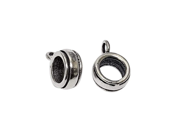 2 pcs Sterling Silver Band Design Bail 6mm Large Hole Spacer Bead for European Style Bracelet 1 pair - BeadPrism