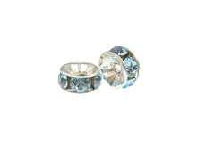 Load image into Gallery viewer, Wholesale Genuine Swarovski Rhinestone Rondelles Silver Plated 5mm Aquamarine, Choose Package Size - BeadPrism
