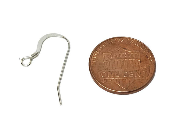 Wholesale Sterling Silver French Hook Earwire Flat with coil, 16mm, Choose Package Size - BeadPrism