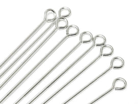 Sterling Silver .925 Eyepin, 2 Inch, 24 Gauge, Choose Package Size - BeadPrism