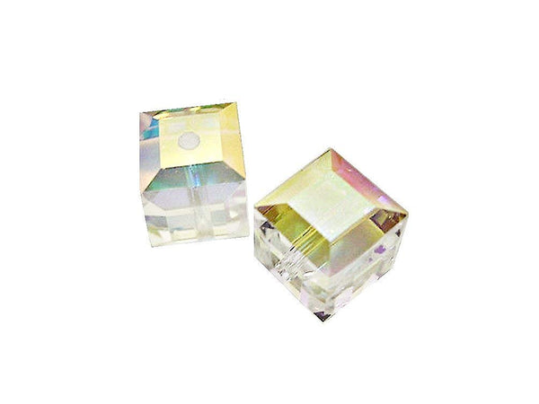 Wholesale Genuine Swarovski 5601 6mm Crystal Moonlight AB Cube Beads, Choose Package Size - BeadPrism