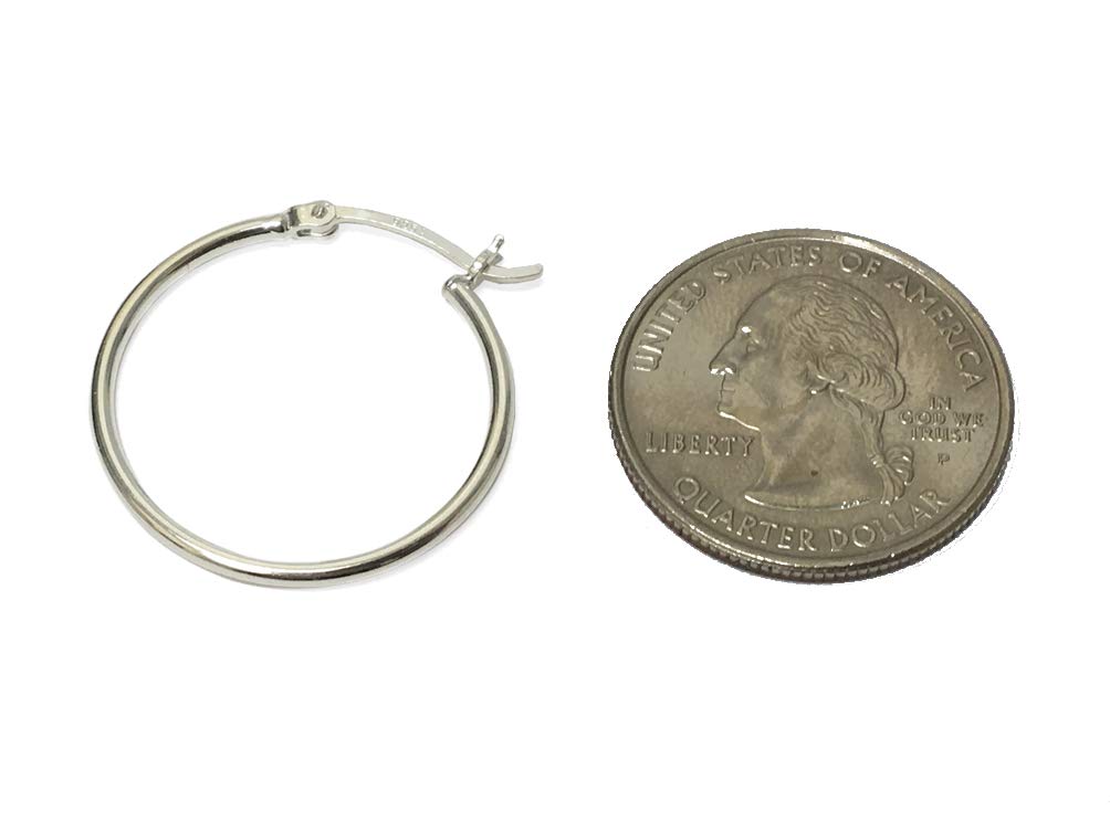 Wholesale Sterling Silver Hoops with Clutch 25mm, Choose Package Size - BeadPrism