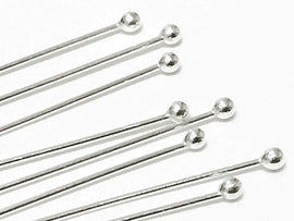 Sterling Silver .925 Headpin with Ball, 2 Inch, 26 Gauge, Choose Package Size - BeadPrism