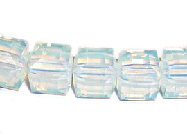 Wholesale Genuine Swarovski 5601 4mm White Opal Cube Beads, Choose Package Size - BeadPrism