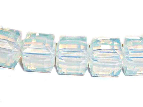 Wholesale Genuine Swarovski 5601 6mm White Opal Cube Beads, Choose Package Size - BeadPrism