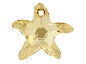 Swarovski Crystal, 2 Pieces, #6721 Starfish Pendant 16mm, Crystal Golden Shadow, Wholesale - BeadPrism