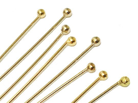 14K Gold Filled Headpin With 1.5mm Ball End, 2 Inch, 24 Gauge, Choose Package Size - BeadPrism