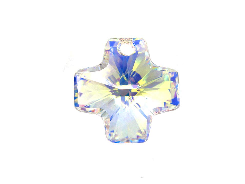 Swarovski Crystal, #6866 Cross Pendant 20mm, Crystal AB, Wholesale Packs - BeadPrism