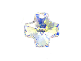 Swarovski Crystal, #6866 Cross Pendant 20mm, Crystal AB, Wholesale Packs - BeadPrism