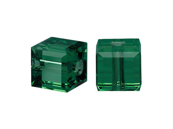 Wholesale Genuine Swarovski 5601 4mm Emerald Cube Beads, Choose Package Size - BeadPrism