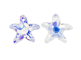 Swarovski Crystal, 2 Pieces, #6721 Starfish Pendant 16mm, Crystal AB, Wholesale - BeadPrism