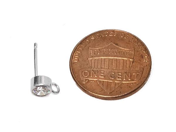 Wholesale Sterling Silver 4mm Cubic Zirconia Post Earring, Choose Package Size - BeadPrism