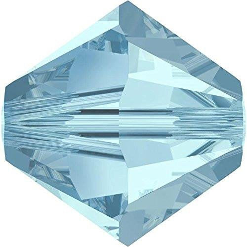 Swarovski Crystal, #5328 Bicone Beads 3mm, Aquamarine, Wholesale Packs - BeadPrism