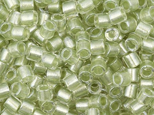 Pack of 50 gram Sparkling Peridot Lined Crystal  Delicas 8/0 Seed Beads Wholesale - BeadPrism