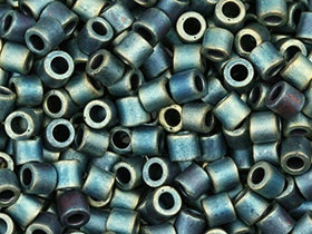 Pack of 50 gram Matte Metallic Green Iris  Delicas 8/0 Seed Beads Wholesale - BeadPrism