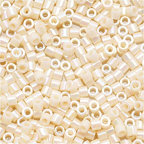 Pack of 50 gram Opaque CREAM AB - Miyuki 15/0 Delicas Seed Beads Wholesale - BeadPrism