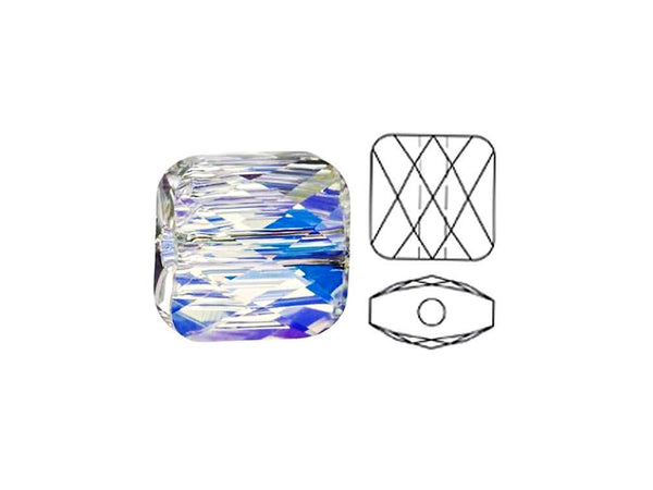 Swarovski 5053 Mini Square Beads, 6mm, Crystal AB | 24 Pack - BeadPrism