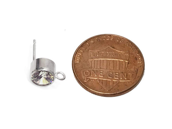 Wholesale Sterling Silver 6mm Cubic Zirconia Post Earring, Choose Package Size - BeadPrism