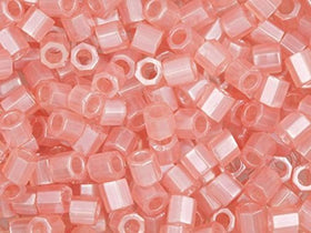 Pack of 50 gram 8/0 TRANSPARENT Pink Luster  HEX CUT Miyuki Delicas Seed Beads Wholesale - BeadPrism