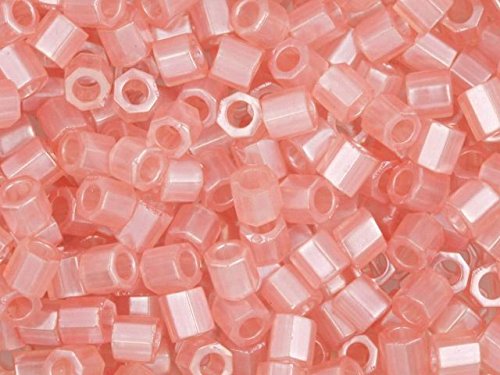 Pack of 50 gram 8/0 TRANSPARENT Pink Luster  HEX CUT Miyuki Delicas Seed Beads Wholesale - BeadPrism