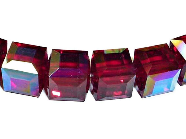 Wholesale Genuine Swarovski 5601 8mm Siam AB Cube Beads, Choose Package Size - BeadPrism