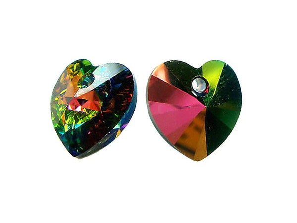 Swarovski Crystal, #6228 Heart Shape Pendant 10mm, Vitrail Medium, Wholesale Packs - BeadPrism