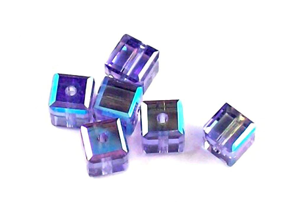 Wholesale Genuine Swarovski 5601 8mm Tanzanite AB Cube Beads, Choose Package Size - BeadPrism