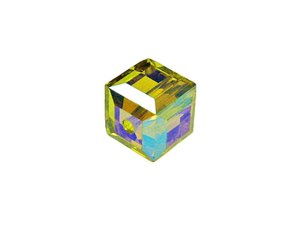 Wholesale Genuine Swarovski 5601 4mm Lime AB Cube Beads, Choose Package Size - BeadPrism