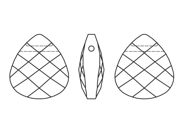 Swarovski Crystal, #6012 Flat Briolettes Beads 11mm, Crystal Silver Shade, Wholesale Packs - BeadPrism