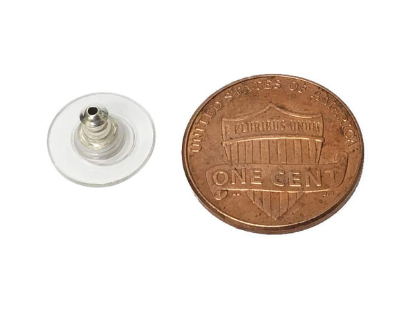 Wholesale Sterling Silver Bullet Clutch Earring Back With 11.5mm Plastic Disc, Choose Package Size - BeadPrism